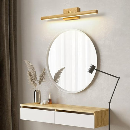 Wood Walnut Vanity Light Fixtures - LED Bath Sconces for Bathroom Over Mirror, Adjustable Brass Fittings, 4000K Natural White Light(Wood Color,40cm)