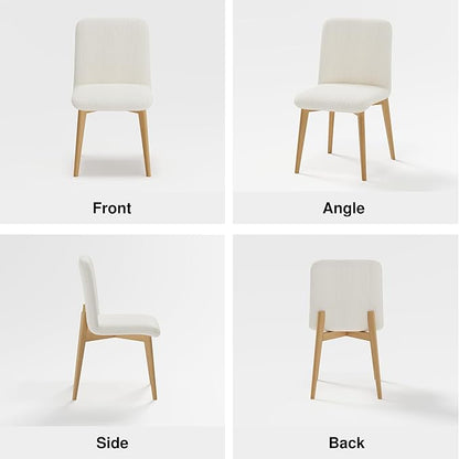 Casaphoria Dining Chairs Set of 2, Modern Fabric Kitchen Chairs with Oak Wood Legs, Comfortable Dining Room Side Chairs for Home, Living Room, Restaurant