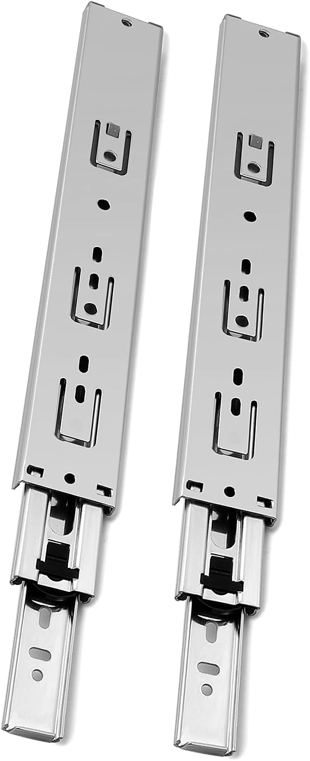Gobrico Drawer Slides 20 inch 1 Pair，Soft Close Drawer Slides 3 Fold, Hardware Cabinet Drawer Slides Full Extension Drawer Glides, Heavy Duty Hydraulic Self Close Rails, Side Mount Ball Bearing
