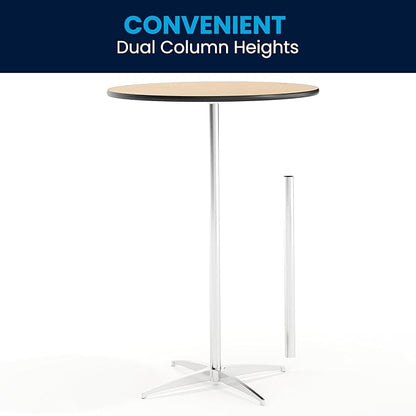 Flash Furniture Lars 30" Round Cocktail Table with 30" and 42" Columns, Adjustable Standard or Bar Height Round Table for Events or Home Use, Natural