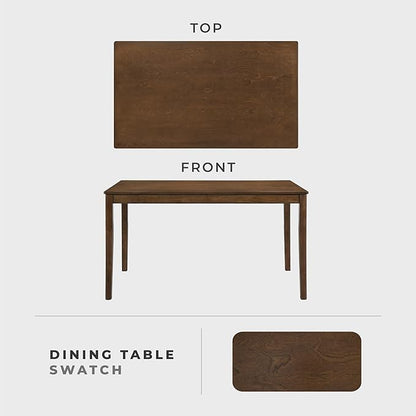 Lexicon 55.5" Dining Table for 4, Modern Rectangular Dining Room Table, Wood Dining Table, Modern Wood Table with Solid Wood Leg for Kitchen/Dining/Living Room, Easy Assembly, Chestnut