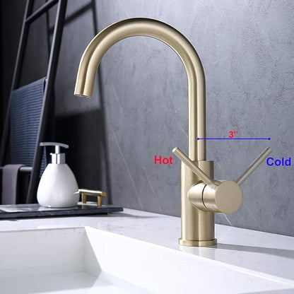 Bar Faucets Single Hole, Brushed Gold Mini Kitchen Sink Faucets, Single Handle Stainless Steel Modern Wet Bar Sink Faucets, Single Mixer Taps