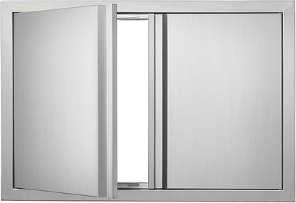 VEVOR BBQ Access Door, 30.5W x 21H Inch Double Outdoor Kitchen, Stainless Steel Flush Mount, Wall Vertical with Recessed Handles, for BBQ Island, Grilling Station, Outside Cabinet