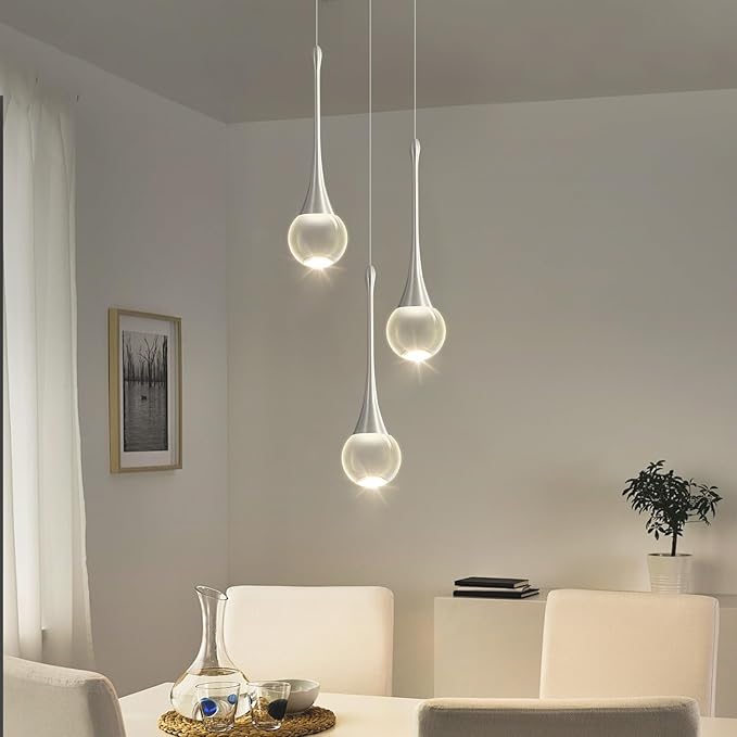 Crystal Chandelier for Dining Room Glam 3 Light Cluster Crystal Pendant Light Dimmable LED Chandeliers for Kitchen Island Living Room Silver