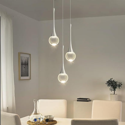 Crystal Chandelier for Dining Room Glam 3 Light Cluster Crystal Pendant Light Dimmable LED Chandeliers for Kitchen Island Living Room Silver