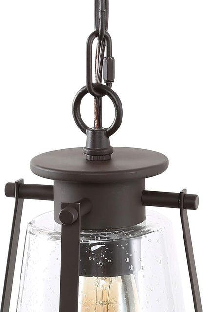 Farmhouse Pendant Lighting for Kitchen Island, Rustic Hanging Light Fixture with Seeded Glass Shade for Bedroom, Foyer and Entryway, Bronze