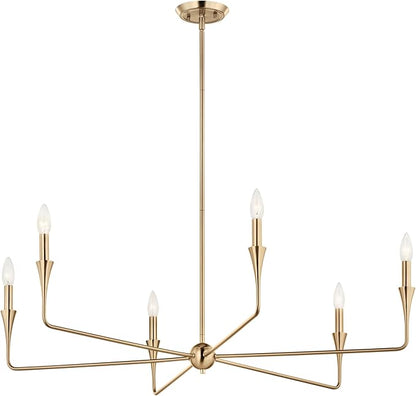 Kichler Alvaro 6-Light Chandelier, Soft Modern Light in Champagne Bronze, for Dining or Living Room, Office or Bedroom (19.25" x 40.25"), 52690CPZ