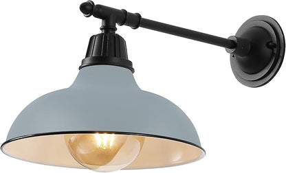 JONATHAN Y 12.25" Matte Gray/Black 1-Light Industrial Farmhouse Outdoor Sconce, Iron Wall Light with LED Bulb, Metal Bowl Shade, Vintage Porch Lamp for Entryway Patio Kitchen (JYL7615K)