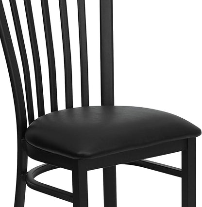 Flash Furniture 2 Pack HERCULES Series Black School House Back Metal Restaurant Chair - Black Vinyl Seat