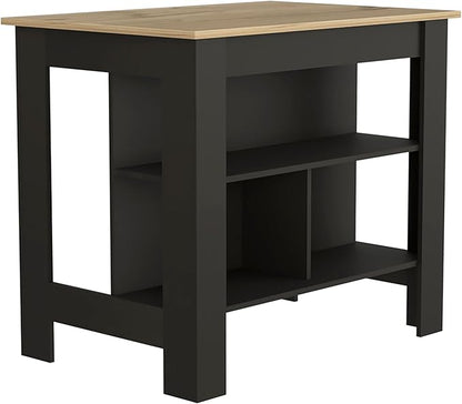 Modern Dining TableExpandable with Shelves Kitchen Island Counter Console Adjustable Sturdy Stable Easy Clean Luxury Living Decor,Black