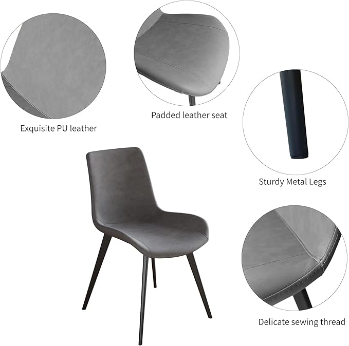 HIPIHOM 63" Dining Table Set for 6 People, MDF Kitchen Table with PU Leather Chairs, Heat-Resistant Top abd Metal Legs, Mesa de Comedor Perfect for Family Gatherings