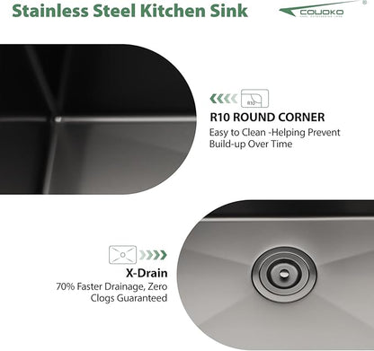 13x15 Outdoor Kitchen Sink Black Concealed Undermount RV Sink Gunmetal Black NANO PVD Stainless Steel Handmade Ledge Workstation Single Bowl Outdoor Sinks with Concealed Folding Faucet,13"x15"x9"