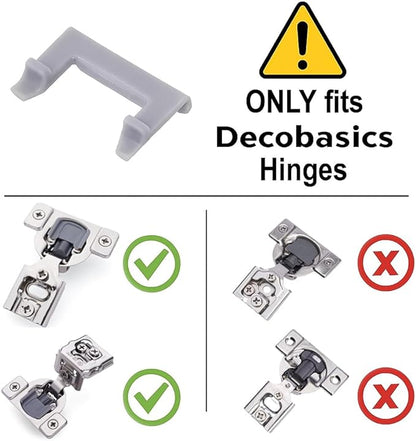(Decobasics ONLY) Cabinet Restrictor Clips (50 Pack)- 86° Degree Angle Cabinet Door Hinge Restrictor Clip for Soft Close Hinge-90° Opening Kitchen Soft Close Cabinet Hinges Restraints Restriction Clip