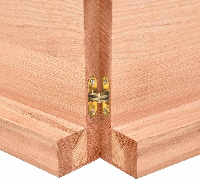 Light Brown Solid Oak Tabletop 55.1" x 23.6" Adjustable Height Foldable Wood Countertop for Dining, Crafting, Home Office Rustic & Modern Spaces