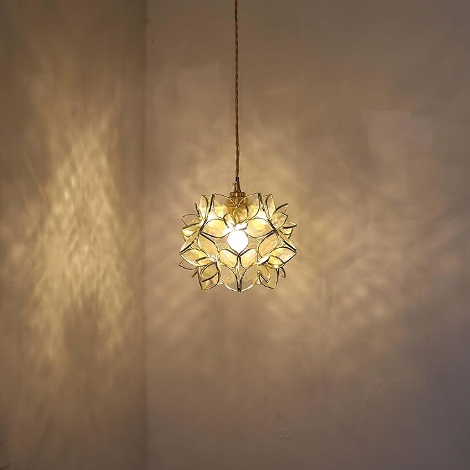 Bieye L10967 Petals Tiffany Style Stained Glass Ceiling Pendant Light with 8-inch Wide Lampshade (Clear, 8" Rose Lily)