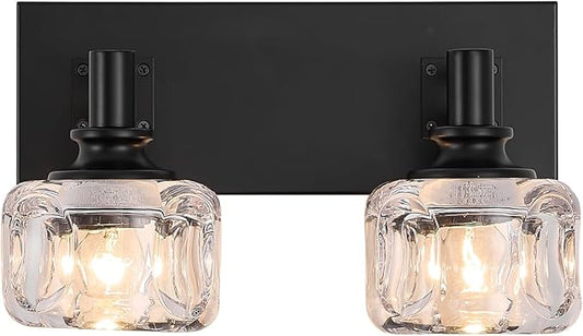 Farmhouse Vanity Light Fixtures 2-Light Bathroom Vanity Light Black Vanity Lights for Bathroom(13.3inches in Length)