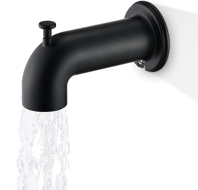 Slip-On Tub Spout with Diverter Long for Bathtub Spout, Fit for 1/2 Inch Slip Pipe, Matte Black