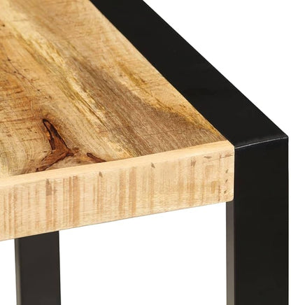 Industrial Solid Mango Wood Dining Table Brown 63 x 31.5 x 29.5 in Powder-Coated Steel Frame Modern Rectangle Kitchen & Dining Room Table for Small Space Seating 6