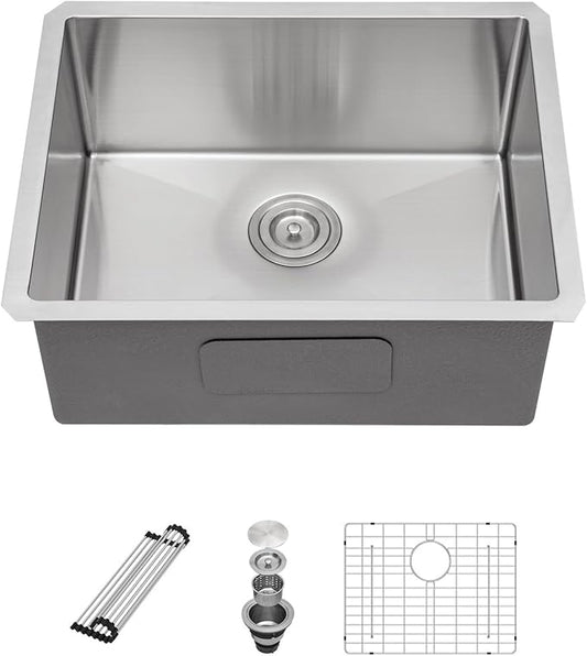 Sarlai 23 Bar Sink Stainless Steel - 23" x 18" Undermount Kitchen Sink Single Bowl 16 Gauge Stainless Steel RV Camper Wet Bar Prep Sink Basin
