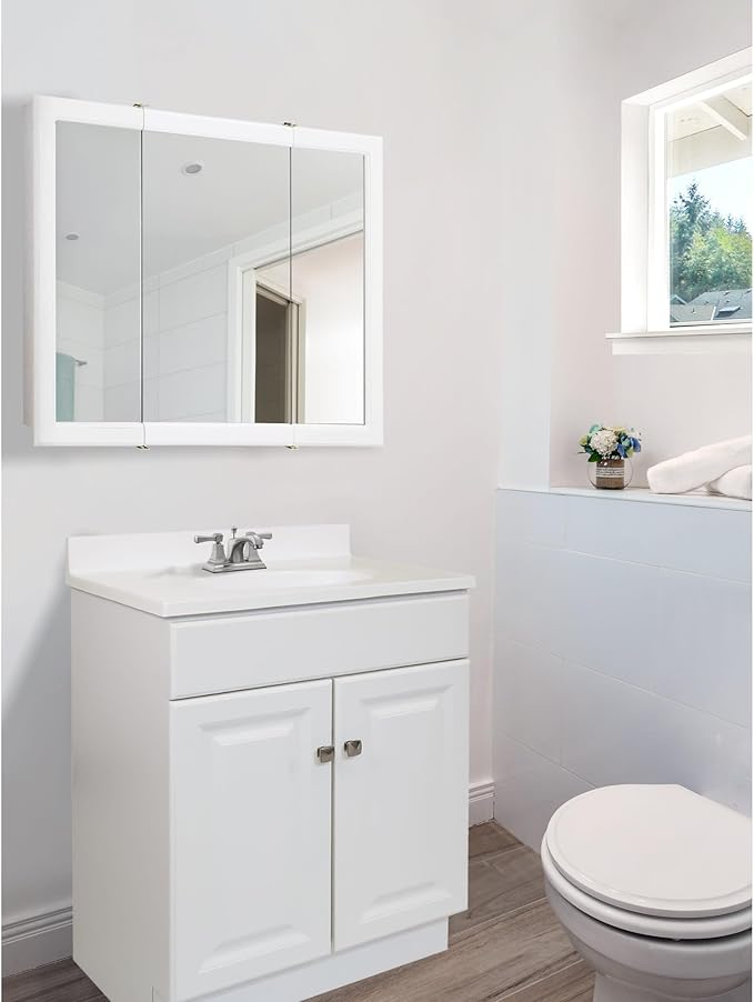 Design House 586271 Cultured Marble 25-inch Vanity Top with Integrated Oval Bowl, 4 Centerset, White on White