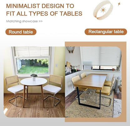 Zesthouse Dining Chairs Set of 4, Natural Rattan Accent Chairs with Solid Wood Back & Stainless Chrome Base, Mid Century Modern Breuer Design Inspired, Upholstered Velvet Kitchen Chairs, Yellow