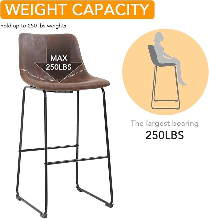 PayLessHere Dining Chairs Set of 2 Kitchen Chairs Living Room Chairs Counter Stools with Backs Leather Island