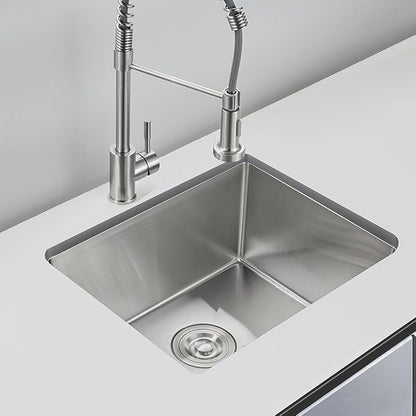 23 inch Undermount Kitchen Sink, 23x16 Inch Single Bowl Kitchen Sinks Undermount, 18 Gauge Stainless Steel 9 Inch Deep Sink Handmade Kitchen Sink, Brushed Nickel