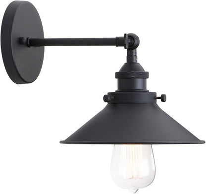 PERMO Vintage Industrial Metal Wall Sconce Lighting 180 Degree Adjustable Wall Lamp Matte Black