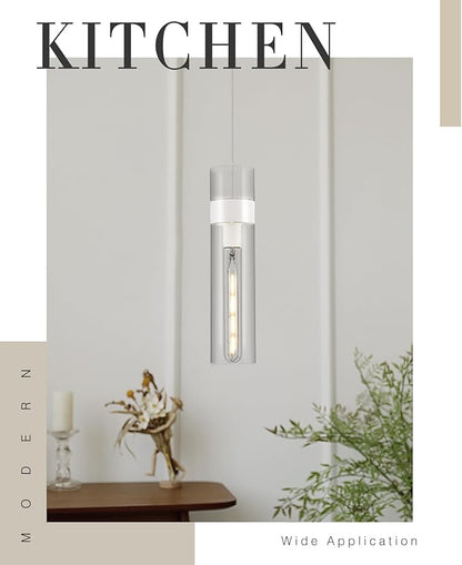 3 Pack Pendant Lights Kitchen Island (Bulbs Included), White Adjustable Modern Glass Pendant Light Over Island, Industrial Pendant Light Fixtures for Dining Room Hallway Bedroom Living Room