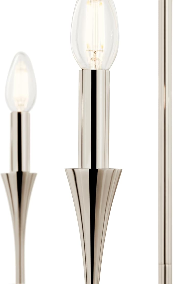 Kichler Alvaro 5-Light Chandelier, Soft Modern Light in Polished Nickel, for Dining Room, Office or Bedroom (19.25" x 30.25"), 52689PN