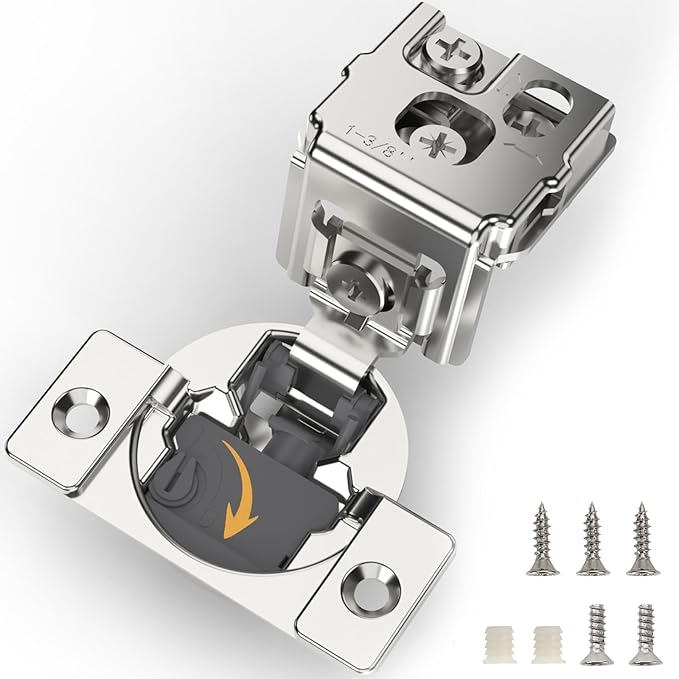 [Closing Speed Control] 50 Pack 1-3/8 Inch Overlay Soft Close Hinges for Face Frame Cabinet, 4D Adjustment, Stainless Steel Kitchen Cabinet Hardware, 105° Open Concealed Self Closing Hinge