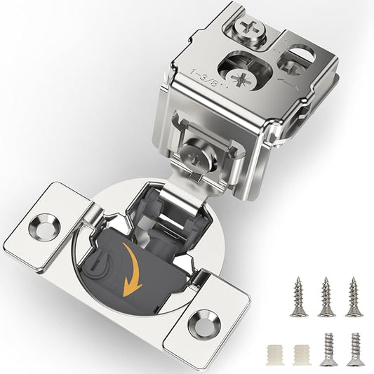 [Closing Speed Control] 50 Pack 1-3/8 Inch Overlay Soft Close Hinges for Face Frame Cabinet, 4D Adjustment, Stainless Steel Kitchen Cabinet Hardware, 105° Open Concealed Self Closing Hinge