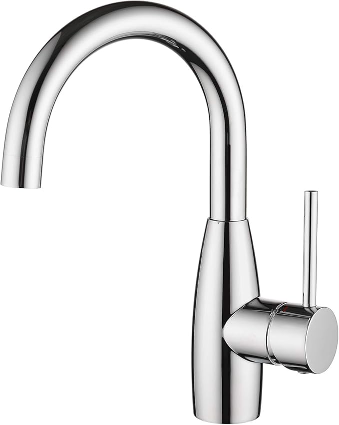 CREA Bar Sink Faucet Bathroom Faucets Single Hole Handle Chrome with Deck Plate Prep Wet Utility Small Mini Faucet for Marine Vessel Outdoor Farmhouse Vanity Lavatory