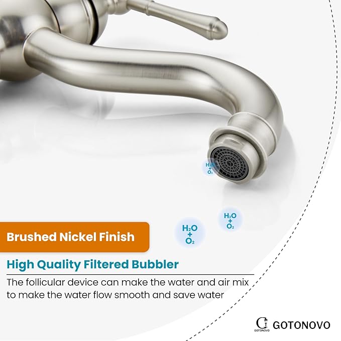 gotonovo Vessel Sink Faucet 360° Swivel Spout Single Handle Tall Bathroom Faucet 1 Hole Farmhouse Lavatory Washbasin Mixer Tap Matching Supply Hoses, with Pop Up Drain, Brushed Nickel