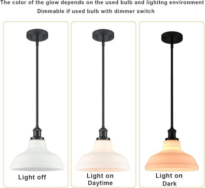 HOLKIRT Black Kitchen Pendant Light with Opal Glass Dimmable Hanging Rod Pendant Lighting for Kitchen Island, Kitchen Sink,Bedroom Dining Foyer,Adjustable Height