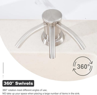 GAGALIFE Built in Sink Soap Dispenser or Lotion Dispenser for Kitchen Sink, Brushed Nickel ABS Pump Head, with 17 Ounce Large PET Soap Bottle