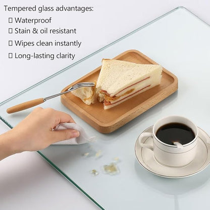 18" x 24" Rectangle Tempered Glass Table Top, Clear Surface 1/4" Thick Flat Polished Edge for Furniture Protection Patio Dining Coffee End Tables (18 in x 24 in)