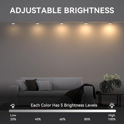 LED Puck Lights with Remote Control, Under Cabinet Lighting Stick on Tap/Push Lights, Battery Operated Closet Lights, Wireless Led Wall Light for Bedroom, Under Counter Light for Kitchen,3 Pack