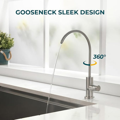 Hiqufet Drinking Water Faucets for Kitchen Sink, Stainless Steel Water Filter Faucet for Reverse Osmosis or Water Filtration System, RO Bar Sink Faucet, Brushed Nickel
