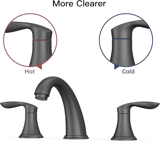 Bathroom Sink Faucet, Faucet for Bathroom Sink, Widespread Matte Black Bathroom Faucet 3 Hole with Stainless Steel Pop Up Drain and cUPC Lead-Free Hose - (Matte Black)