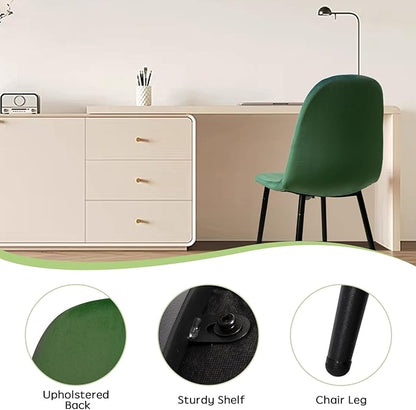 CangLong Modern Velvet Dining Chairs Set of 2 – Upholstered Accent Chairs with Metal Legs, Dark Green for Living Room, Bedroom, Restaurant