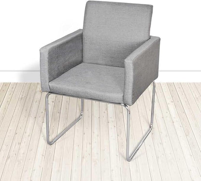 Dining Chairs Set of 2 Modern Gray Fabric Side Chairs with Square Armrests 22x23x34 in Compact for Kitchen Dining Room Living Room