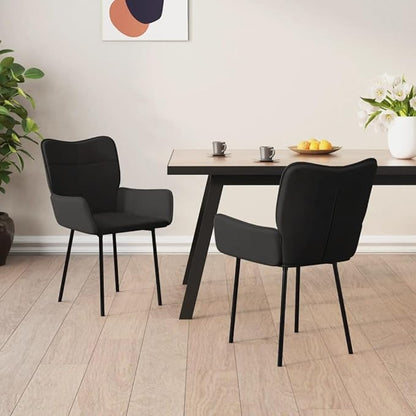 Dining Chairs 2 Pcs Black Velvet Modern Farmhouse Kitchen Chairs with Metal Frame, Ergonomic Backrest for Living Room, Dining Room, Bedroom Furniture
