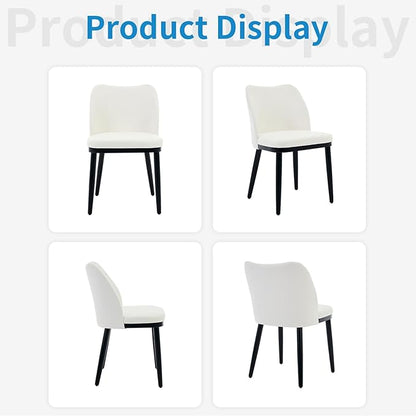 6 Dining Chairs: Upholstered Linen Dining Room Side Chairs, Chair for Dining Room with Padded Seat and Wood Legs-Modern Dining Chairs for Restaurant, Kitchen, Cafe, Living Room(Off-White)