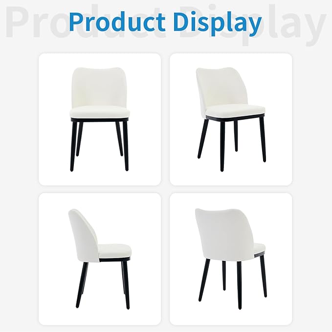 2 Dining Chairs: Upholstered Linen Dining Room Side Chairs, Chair for Dining Room with Padded Seat and Wood Legs-Modern Dining Chairs for Restaurant, Kitchen, Cafe, Living Room(Off-White)