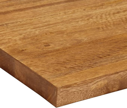 Rustic Solid Mango Wood Dining Tabletop 31.5 x 7.9 x 1.5 in Brown Rectangular Butcher Block Style Countertop Easy Clean Indoor Kitchen Desk Top for Dining Room Living Room
