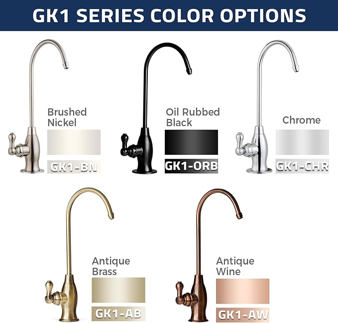 iSpring GK1-AW Reverse Osmosis Drinking Water Faucet, High Spout RO Faucet for Under Sink Water Filtration Systems, Antique Wine