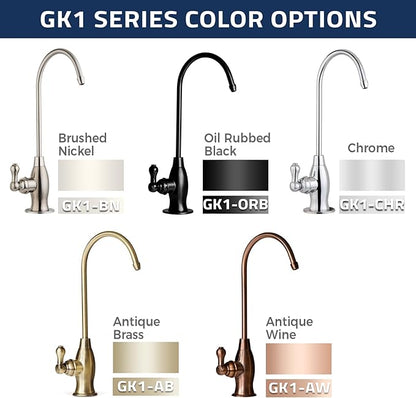 iSpring GK1-AW Reverse Osmosis Drinking Water Faucet, High Spout RO Faucet for Under Sink Water Filtration Systems, Antique Wine
