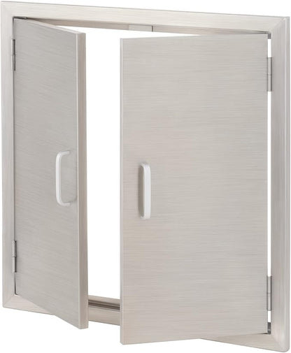 CO-Z Outdoor Kitchen Doors, 24" W x 24" H Weatherproof Built in 304 Stainless Steel Double Access Doors for Outside Kitchen Commercial BBQ Island Grilling Barbeque Oven Grill Storage Cabinet Door