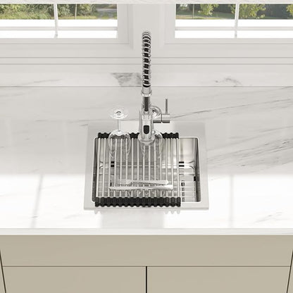15 Inch Drop In Kitchen Sink - Beslend ADA 6 Inch Depth 15x15 Drop In Square Sinks Topmount Stainless Steel 16 Gauge Mobility Friendly Sink for Wheelchair Accessible & Accessible Design Kitchen